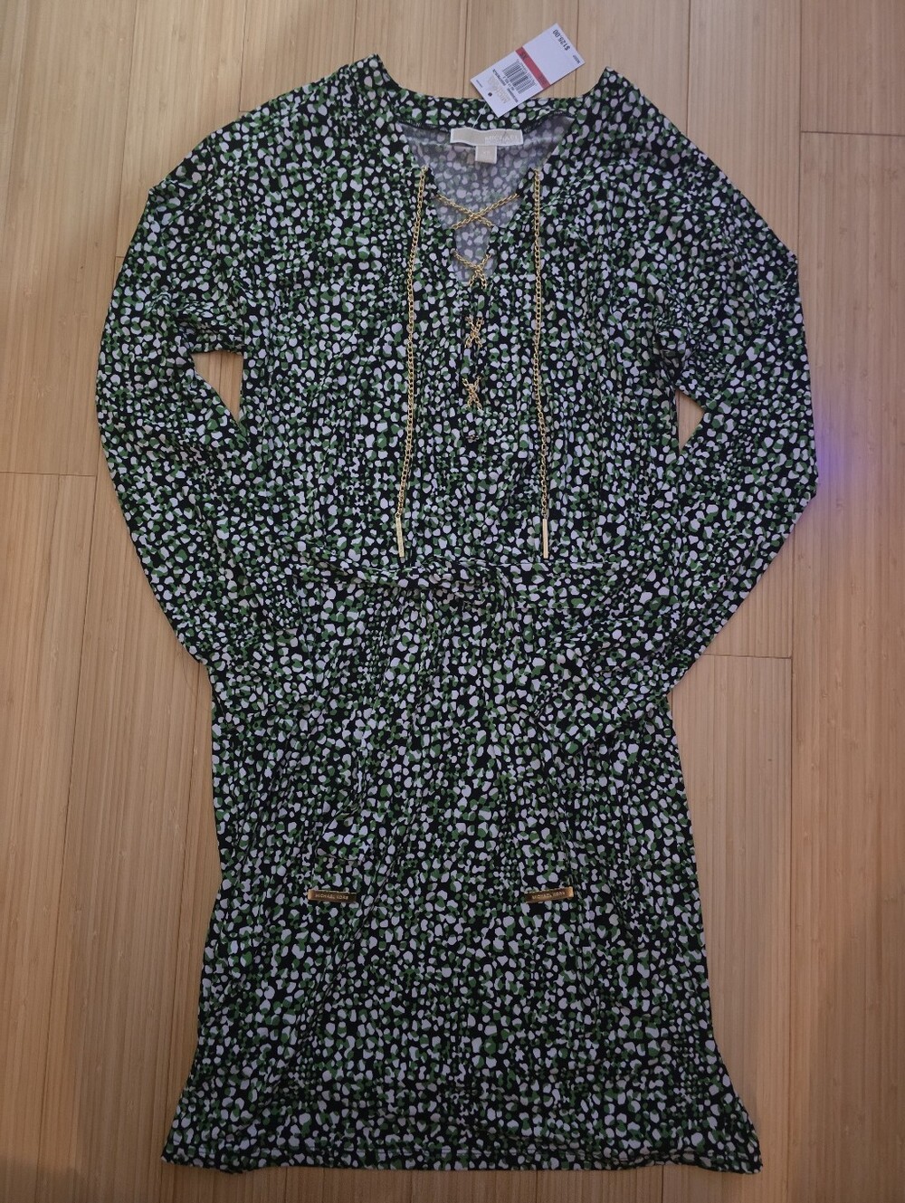 Michael Kors Green Abstract Dress NWT XS